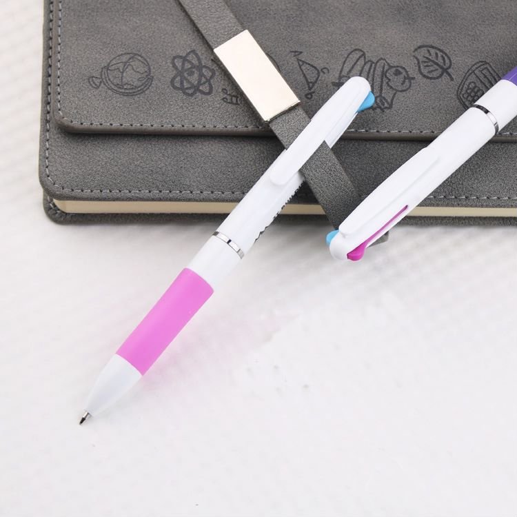Bulk triple-function fine-point ballpoint pens with custom logo for promotion