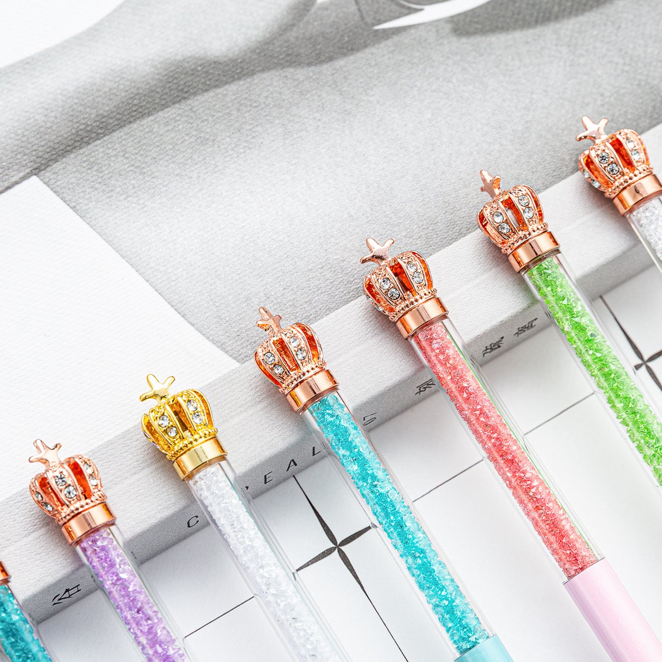 Kawaii Crown Ballpoint Writing Pens Crysta Drilll Diamond Cute 1.0mm Logo Business Promotional Metal Pen Gifts