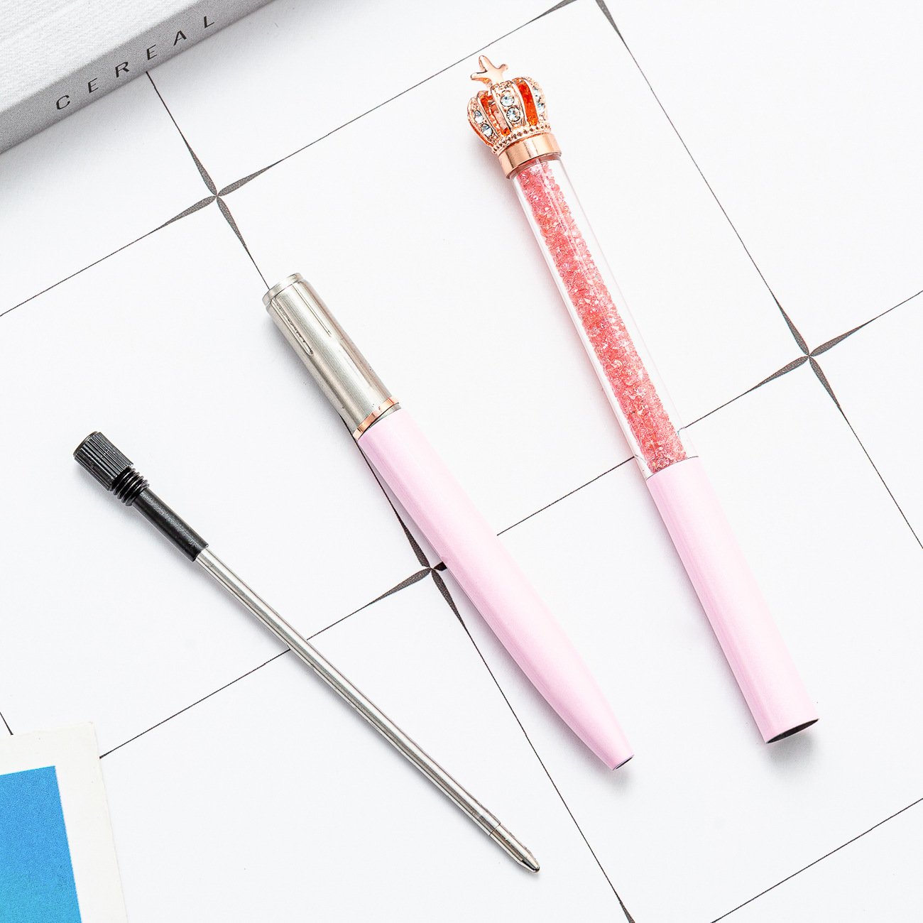 Kawaii Crown Ballpoint Writing Pens Crysta Drilll Diamond Cute 1.0mm Logo Business Promotional Metal Pen Gifts