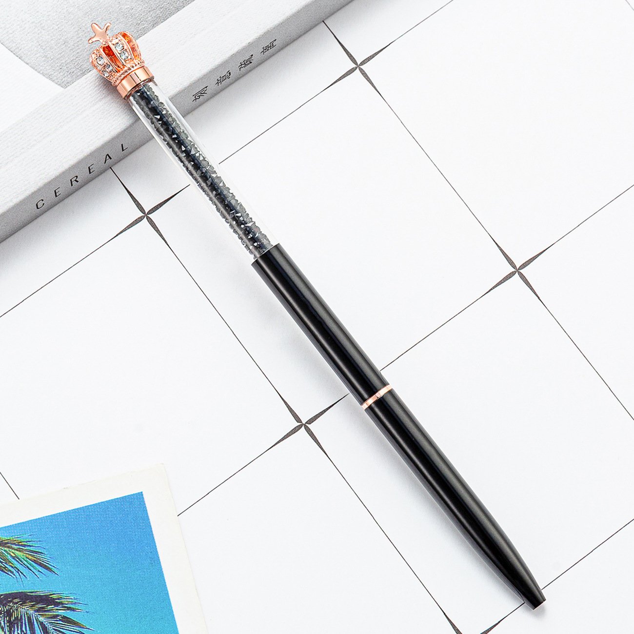 Kawaii Crown Ballpoint Writing Pens Crysta Drilll Diamond Cute 1.0mm Logo Business Promotional Metal Pen Gifts