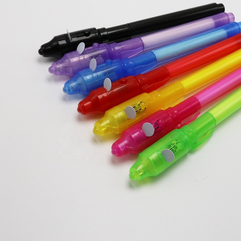 2024 new large capacity creative magic led uv light secret spy pen invisible ink pen light up pen for kid