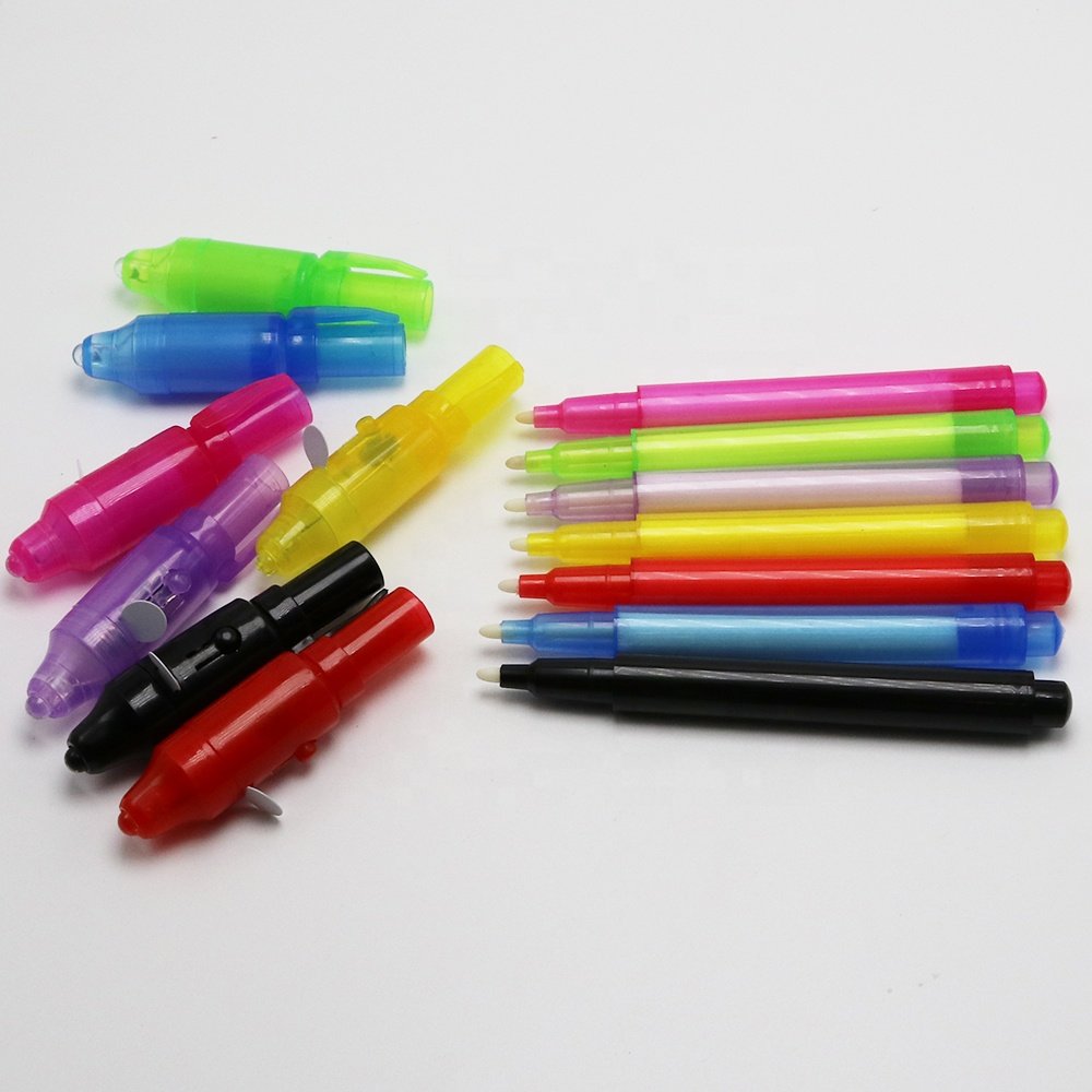 2024 new large capacity creative magic led uv light secret spy pen invisible ink pen light up pen for kid