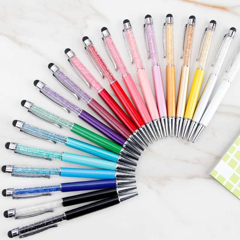 Novelty Crystal Metal Ballpoint Pen Touch Colorful Crystal Filled Pens Diamond Crystal Pen
