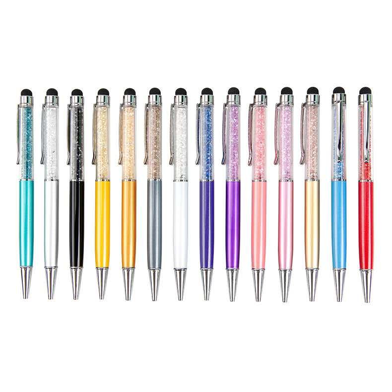 Novelty Crystal Metal Ballpoint Pen Touch Colorful Crystal Filled Pens Diamond Crystal Pen