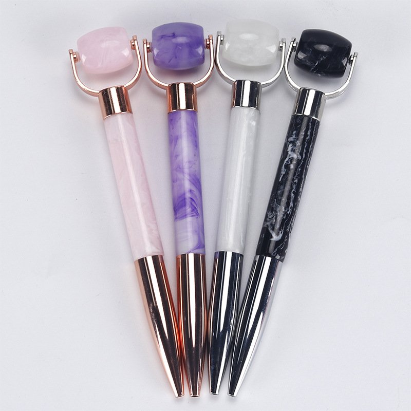 Wholesale Custom Pens Logo Printed Ballpoint Pens Luxury Jade Facial Roller Pen Massage Cute