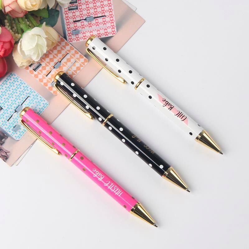 Office School Supplies Stripe Dot Luxury Roller Ballpoint Pen Metal Roller ball High Quality