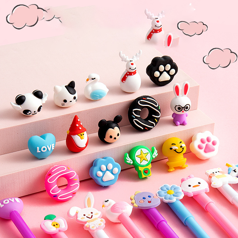 Moka Cartoon Gel Pen Cute 0.5mm High Appearance Silicone Gel Pens Bulk White Ink Box-Packed Neutral Pen for Wholesale