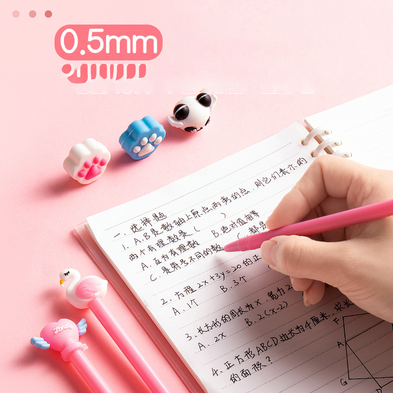 Moka Cartoon Gel Pen Cute 0.5mm High Appearance Silicone Gel Pens Bulk White Ink Box-Packed Neutral Pen for Wholesale