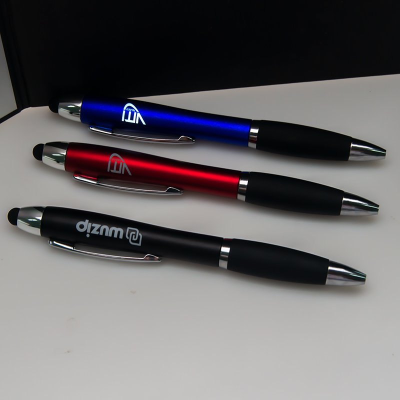 Novelty LED Light Logo Ballpoint Pen Shiny Laser Engraved Stylus and Plastic Gift Pen