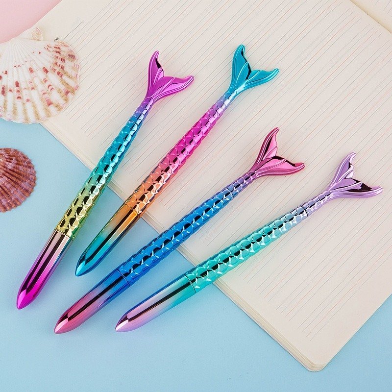 School mermaid neutral pen children's stationery gift kawaii fish tail ballpoint pen customized luminous pen