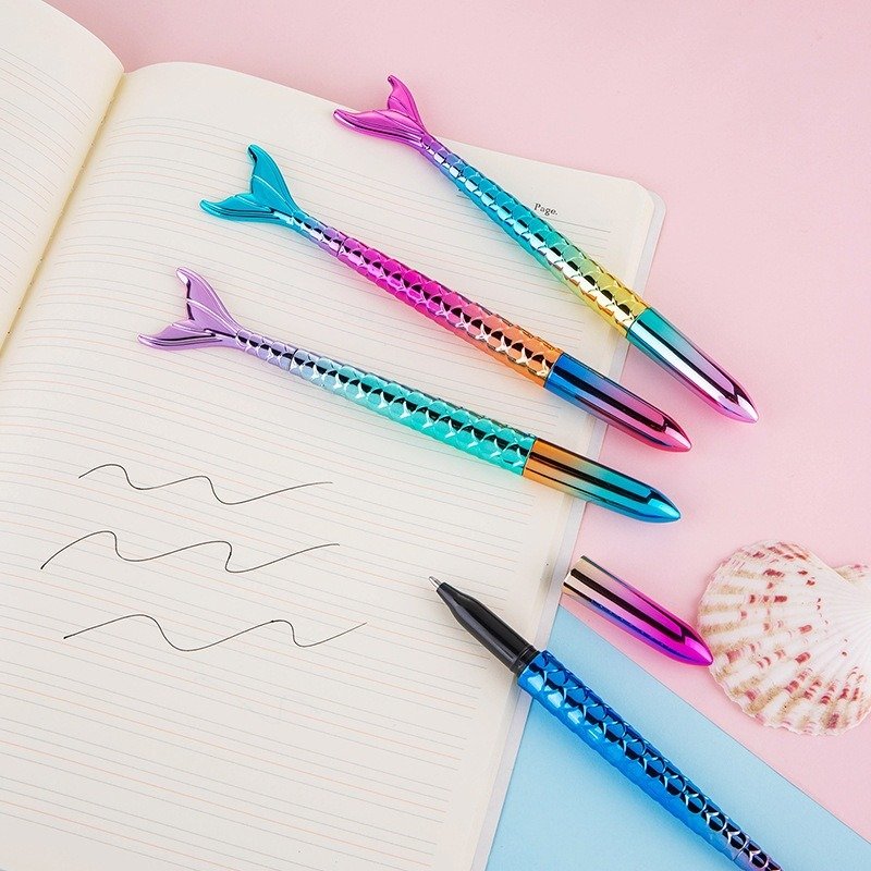 School mermaid neutral pen children's stationery gift kawaii fish tail ballpoint pen customized luminous pen