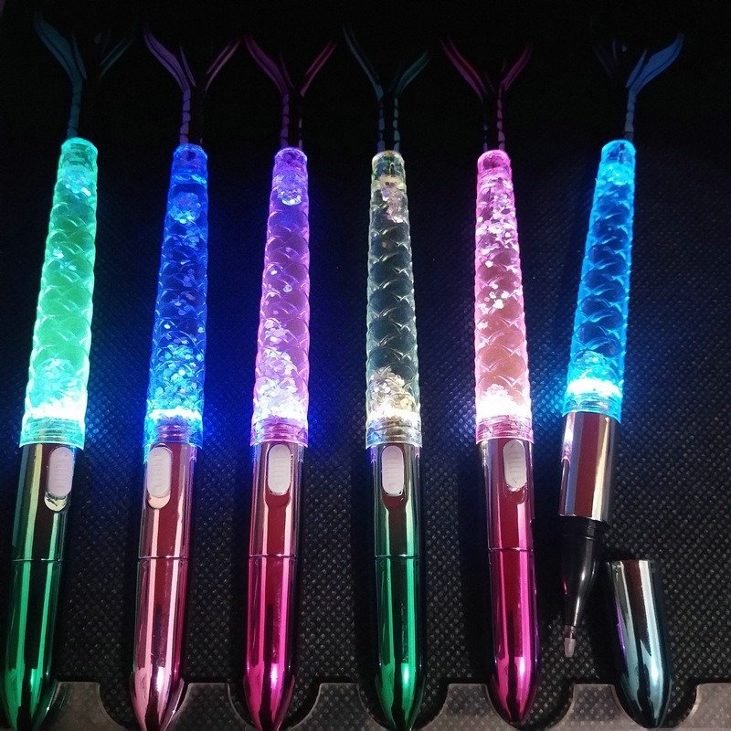 School mermaid neutral pen children's stationery gift kawaii fish tail ballpoint pen customized luminous pen