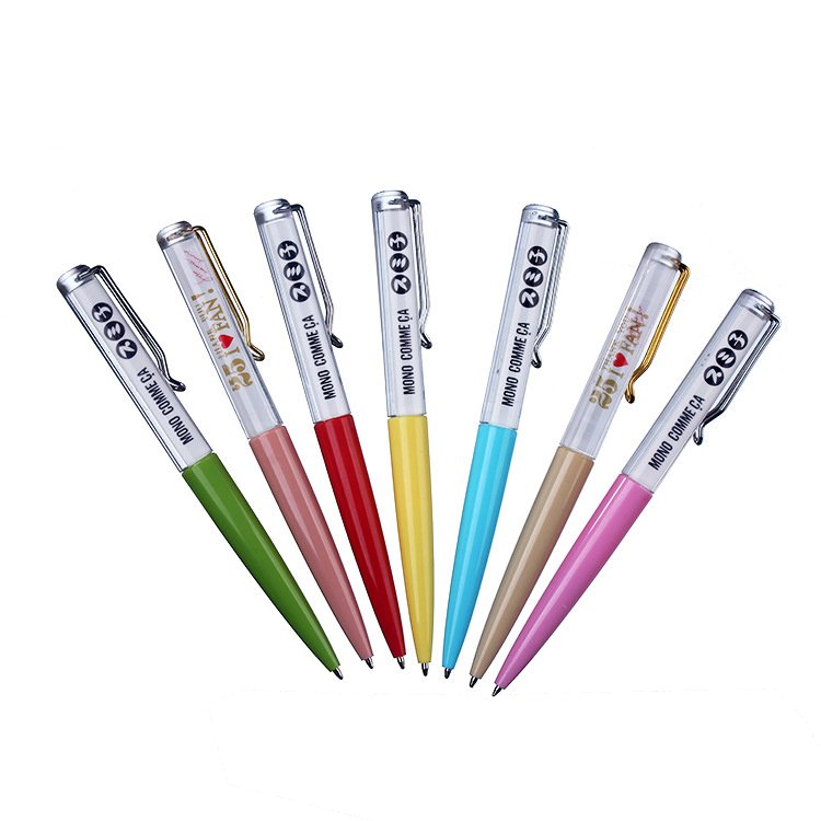 Hot Selling Factory Advertising ABS Plastic Ballpoint Pen Custom Logo 2D 3D Floater Floating Liquid Ball Novelty 1.0mm Gifts