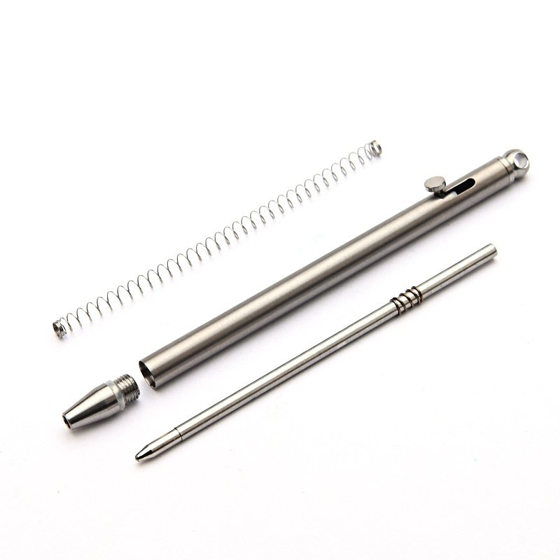 Mini Titanium Pen Small and Portable Rifle-Action Elegant Signature Pen Pocket Pure Titanium Key Chain Ball Point Pen