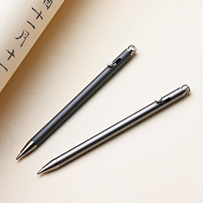Mini Titanium Pen Small and Portable Rifle-Action Elegant Signature Pen Pocket Pure Titanium Key Chain Ball Point Pen
