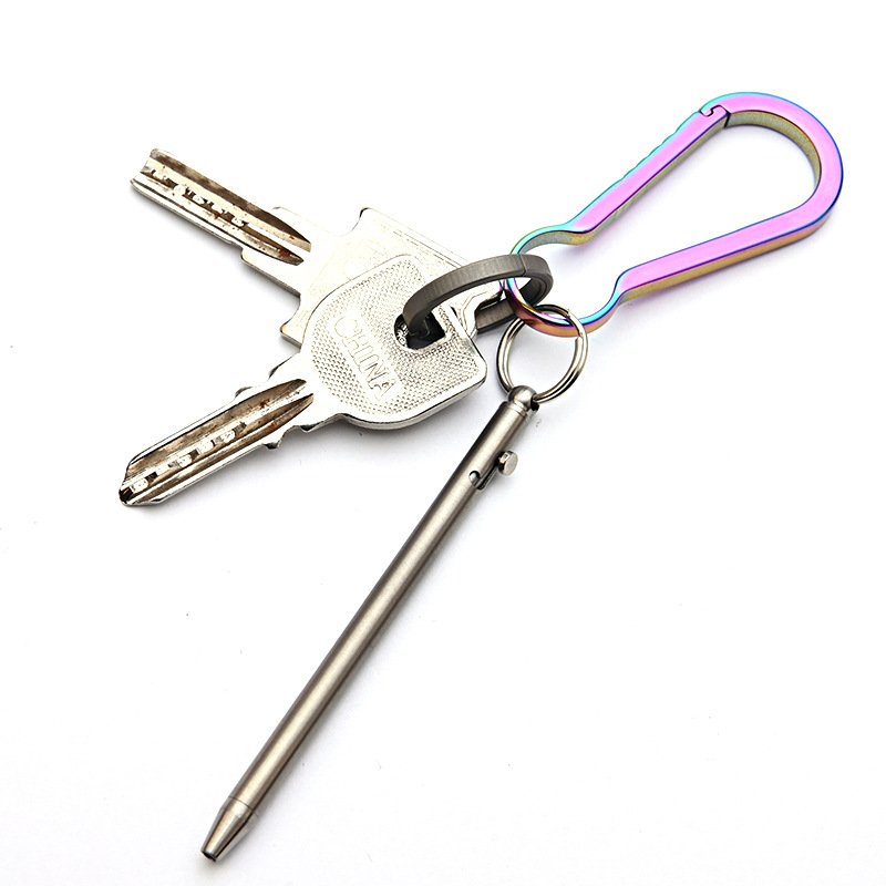 Mini Titanium Pen Small and Portable Rifle-Action Elegant Signature Pen Pocket Pure Titanium Key Chain Ball Point Pen