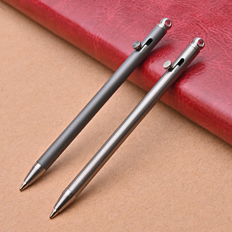 Mini Titanium Pen Small and Portable Rifle-Action Elegant Signature Pen Pocket Pure Titanium Key Chain Ball Point Pen