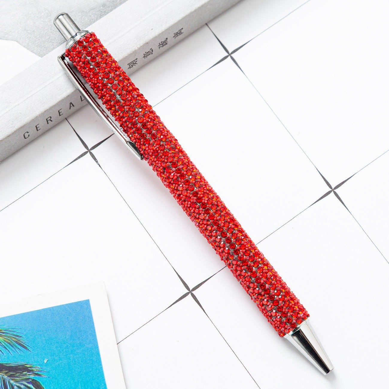 Wholesale Diamond Covered Ballpoint Pen Promotional Sequin Press Jumping Metal Glitter Pen For Gift