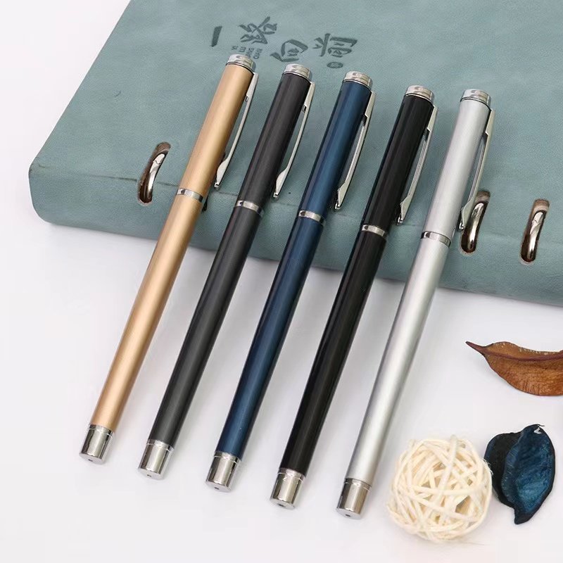 High-Grade Black Signature Metal Ballpoint Pen Quick-Drying Laser Engraved Logo Heavy Feel High Appearance Level Gift