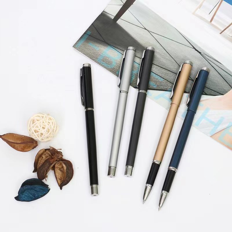 High-Grade Black Signature Metal Ballpoint Pen Quick-Drying Laser Engraved Logo Heavy Feel High Appearance Level Gift