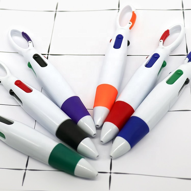 4-in-1 1.0MM Retractable Plastic Ballpoint Pen with Clip Buckle Multi-Color Carry Aid Students Nurses Perfect Gift Writing Width