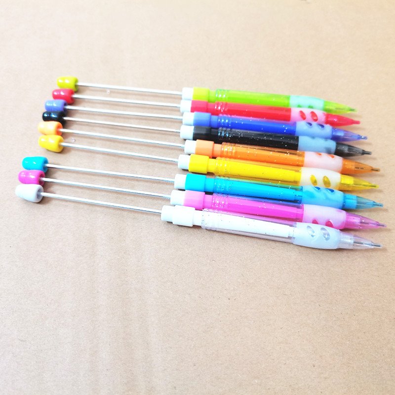 DIY Add Beads Decorated Beadable Mechanical Pencil Plastic Beaded Propelling Pen Pencil Pen