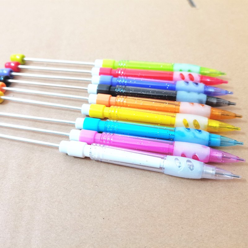 DIY Add Beads Decorated Beadable Mechanical Pencil Plastic Beaded Propelling Pen Pencil Pen