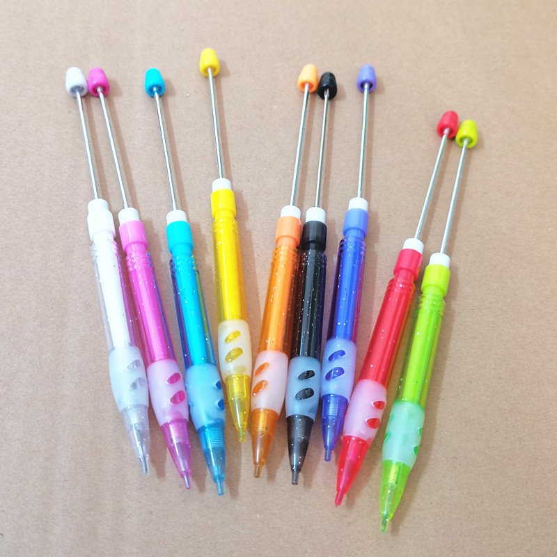 DIY Add Beads Decorated Beadable Mechanical Pencil Plastic Beaded Propelling Pen Pencil Pen