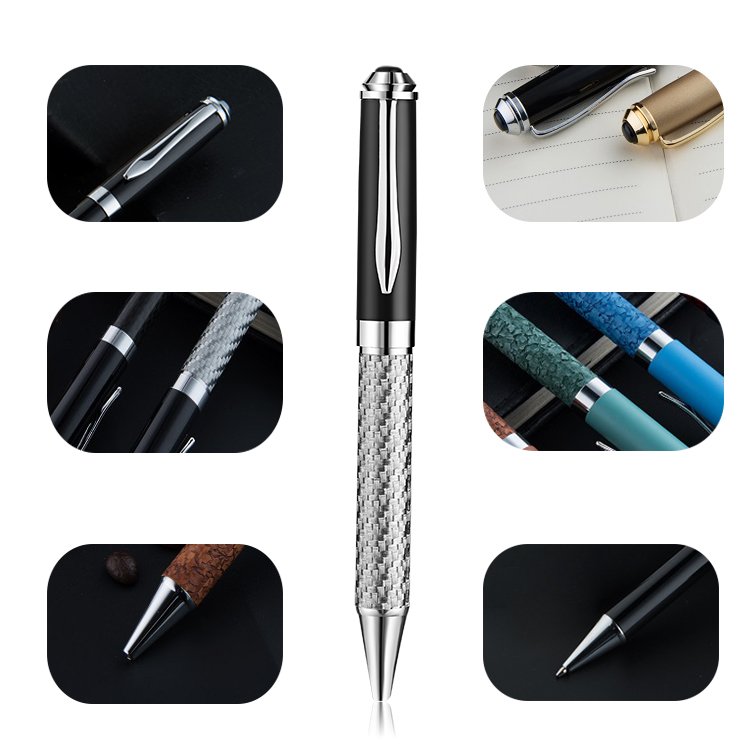 super september 2024 china ballpoint pens wholesaler classic Luxury Gold color metal Carbon Fiber Ball pen gift set