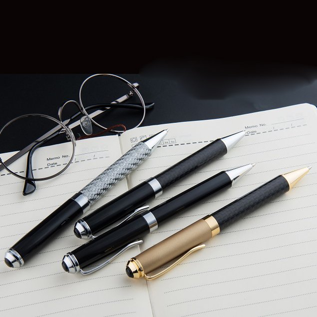 super september 2024 china ballpoint pens wholesaler classic Luxury Gold color metal Carbon Fiber Ball pen gift set