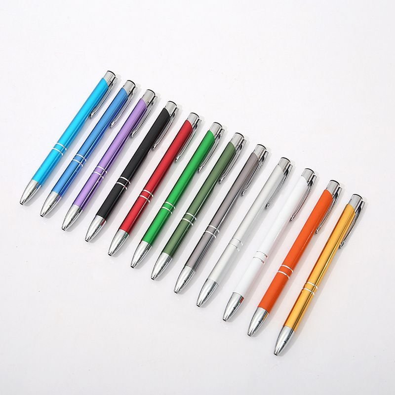 STOCK low moq Hot Selling Personalized Advertising Custom Logo Cheap Metal Aluminum ballpoint Pen for Promotional engraved logo