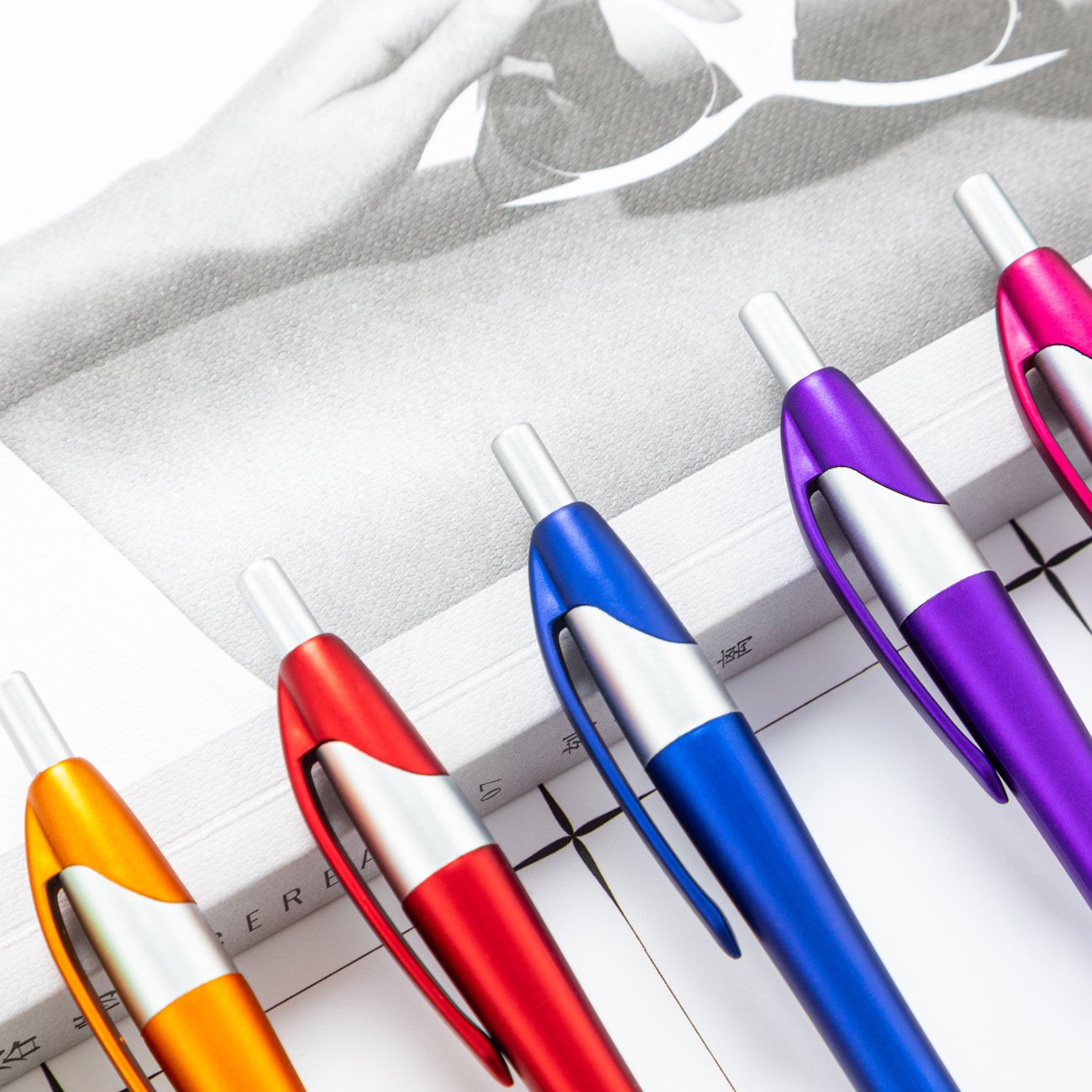 Custom promotional branded plastic pens sublimation blank white stylus ballpoint pen full color logo uv printing pen