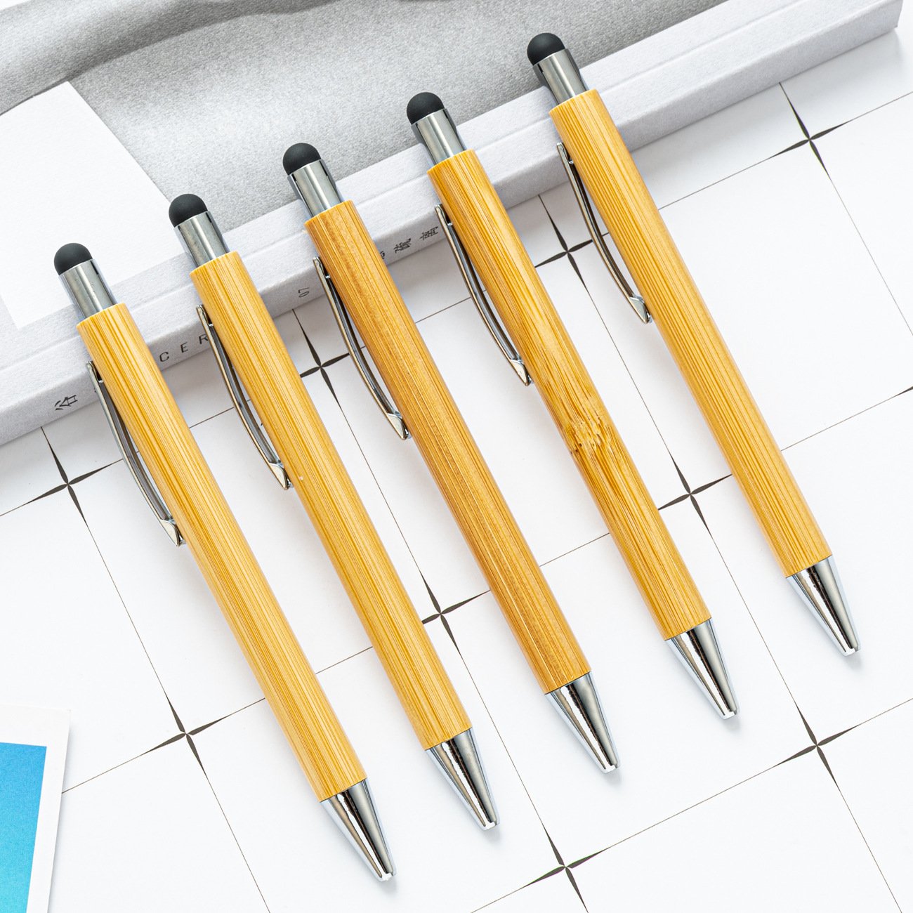 Hot Sale cheap price Personalized Custom Logo laser engraved Printed Eco-friendly Bamboo Wooden Ballpoint pen with stylus tip