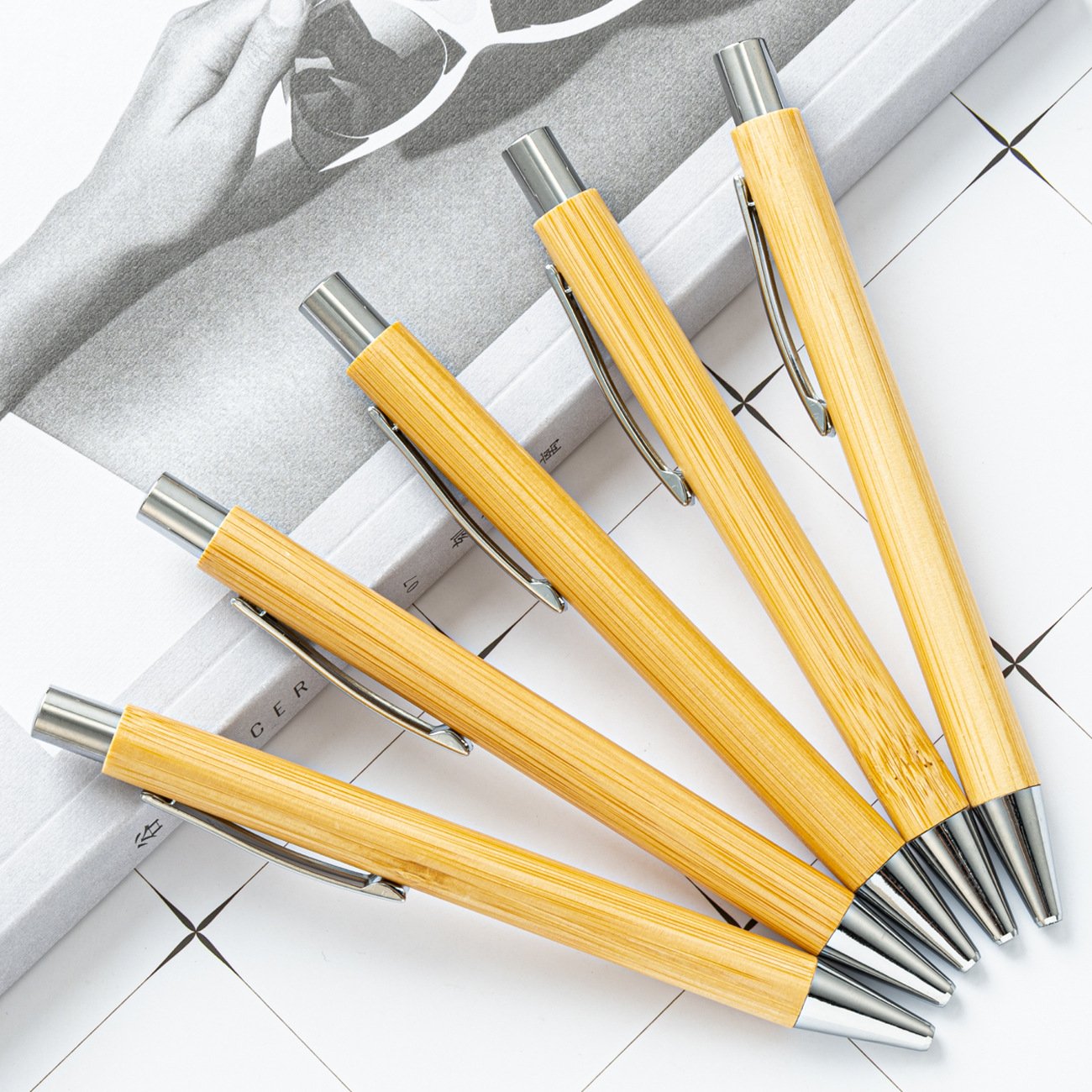 Hot Sale cheap price Personalized Custom Logo laser engraved Printed Eco-friendly Bamboo Wooden Ballpoint pen with stylus tip