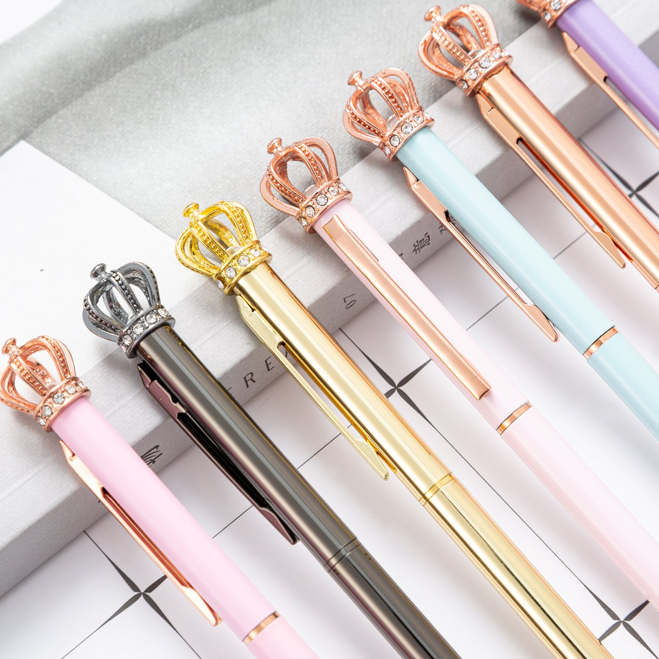 Crown Pens With Custom Logo And Crystal Luxury Ink Ballpoint Beautiful Royal Pink Personalized Crown metal Pen