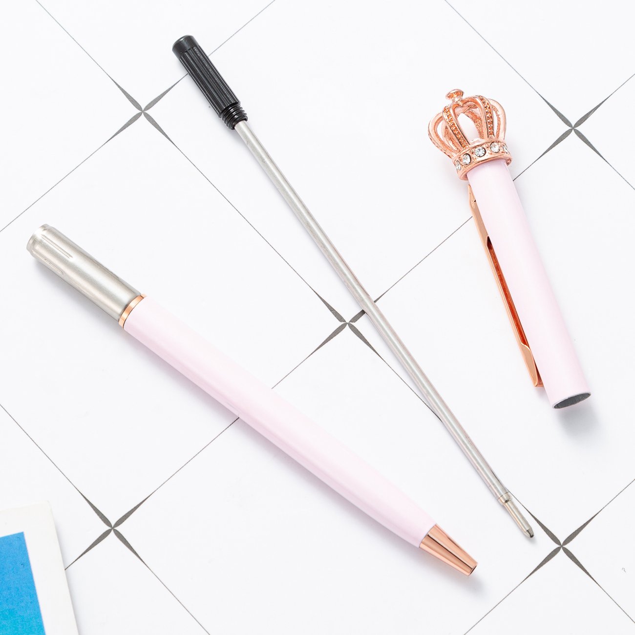 Crown Pens With Custom Logo And Crystal Luxury Ink Ballpoint Beautiful Royal Pink Personalized Crown metal Pen