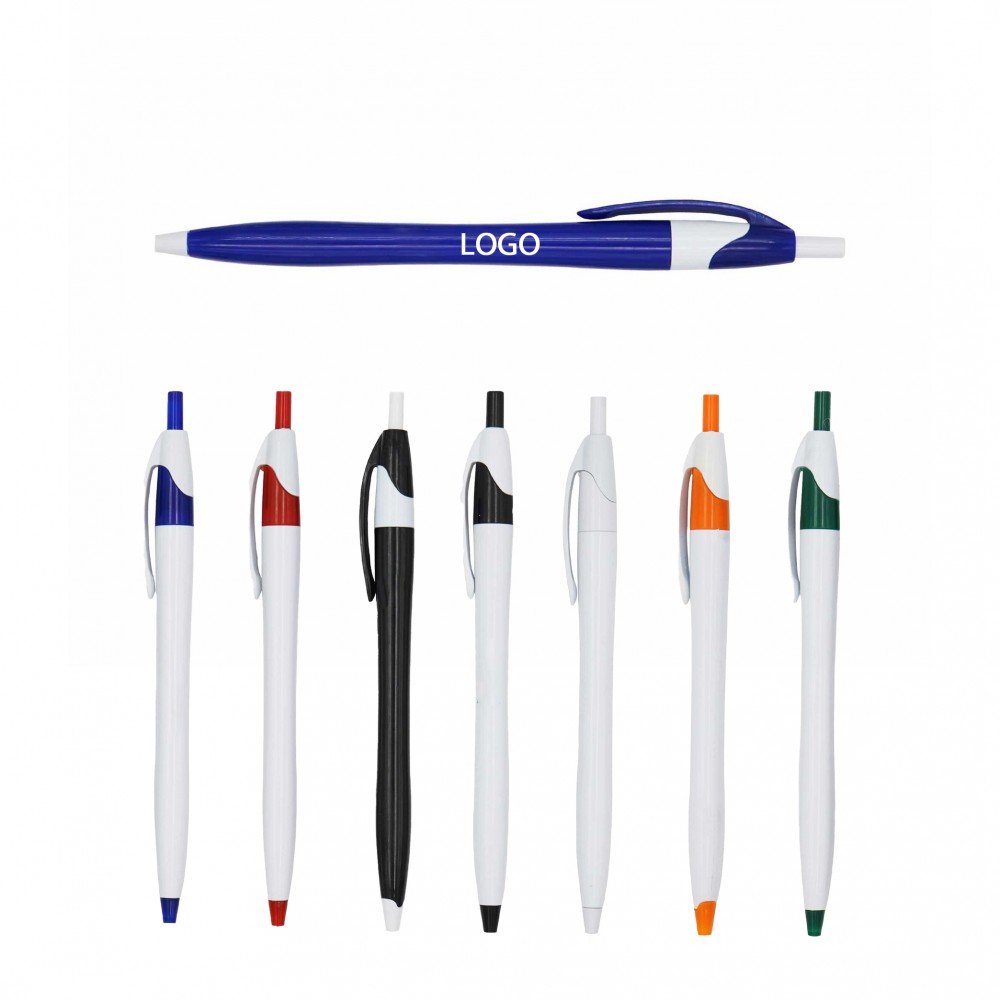 Custom promotional very cheap orange logo ball pen with logo Click Plastic Gift Ballpoint pens with Logo
