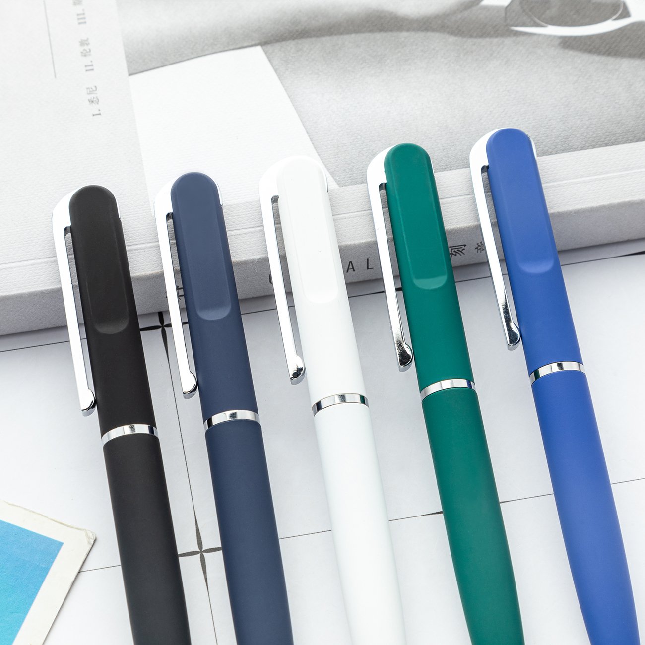 JH Customized Business Metal Pens High-end Rubberized Office Used Ballpoint Pens