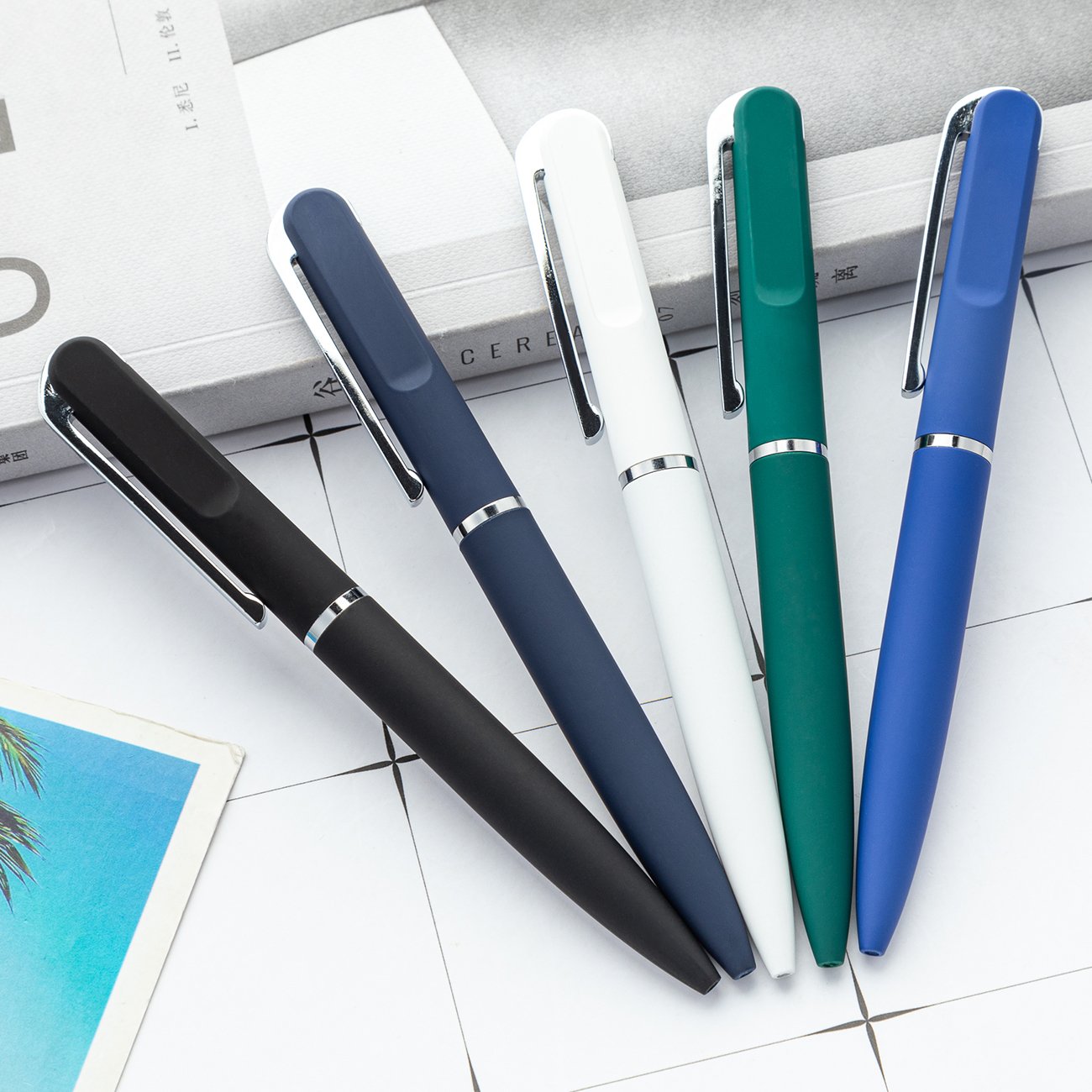 JH Customized Business Metal Pens High-end Rubberized Office Used Ballpoint Pens