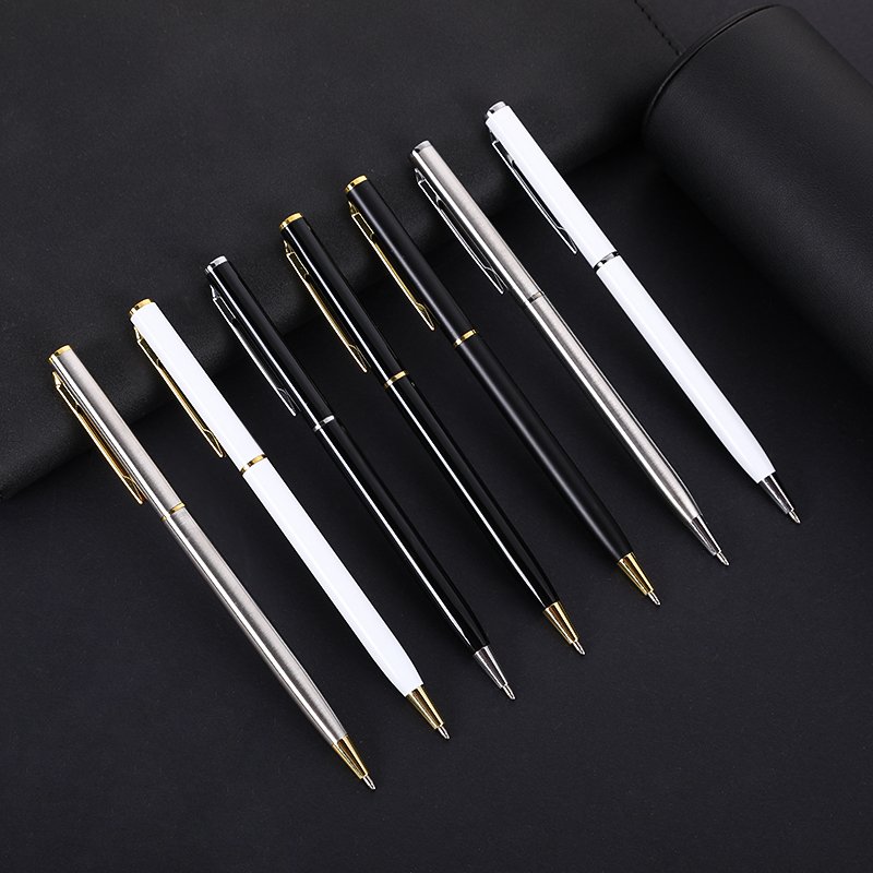 New Hot Sale White Metal Pens Slim Twist Ballpoint Pen for Hotel Wedding Gift Pen Custom Logo Accepted Stylo