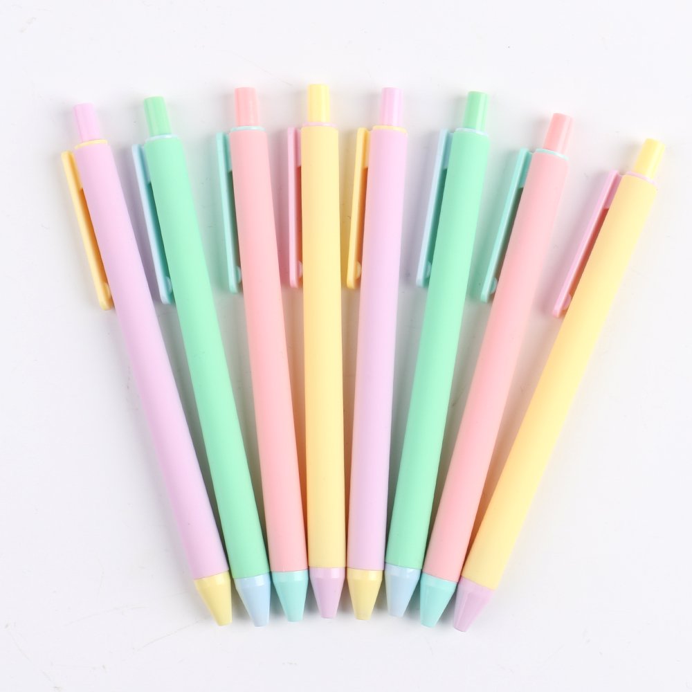 Custom logo Pure color fresh school style spray paint plastic student pen cheap mass promotional gifts children ballpoint pen