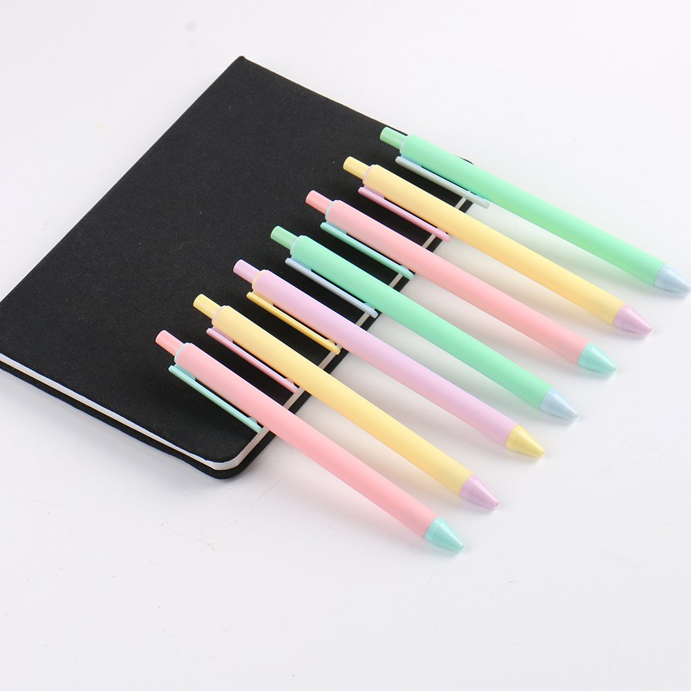Custom logo Pure color fresh school style spray paint plastic student pen cheap mass promotional gifts children ballpoint pen
