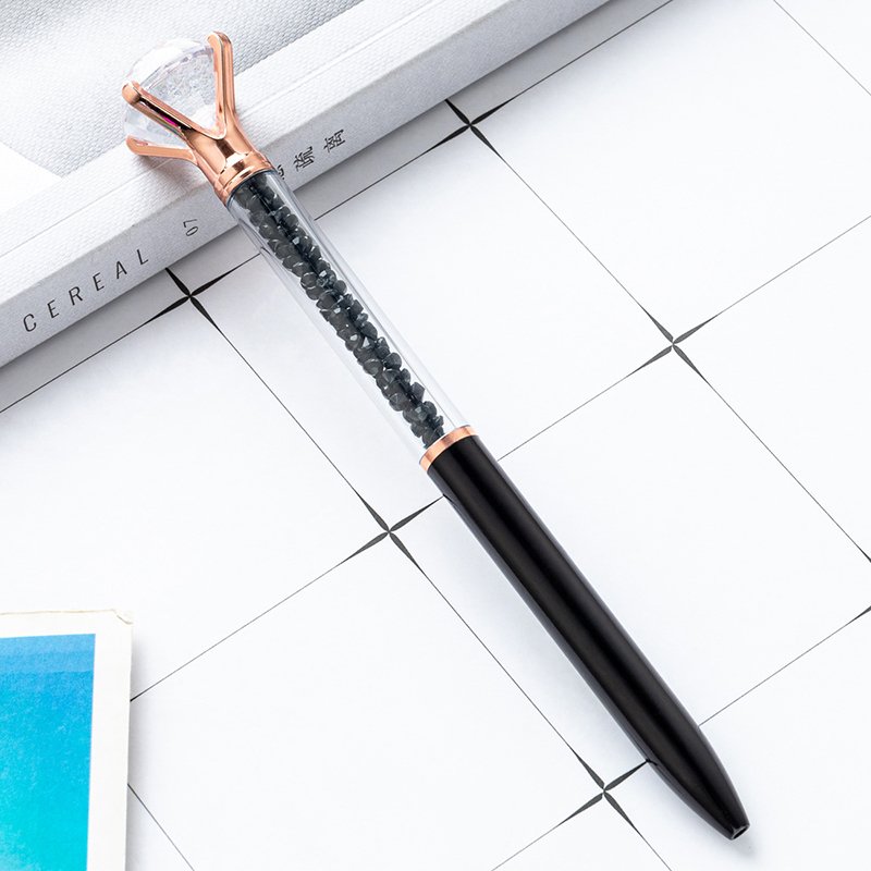 kawaii diamond ballpoint pens school supplies black ink plastic ball pens