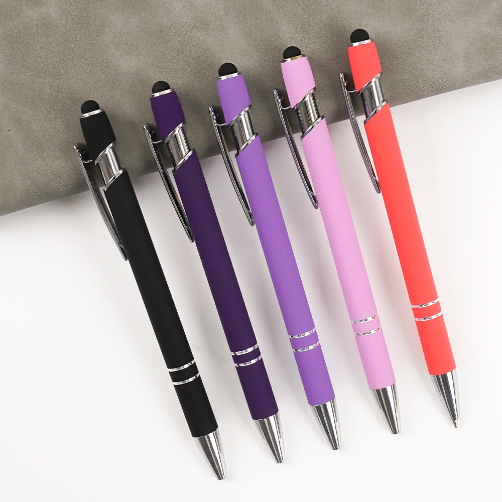 Wholesale Promotional Ball Point Pen Stylus Soft Touch Screen 2 in 1 Metal BallPoint Pens With Custom Logo