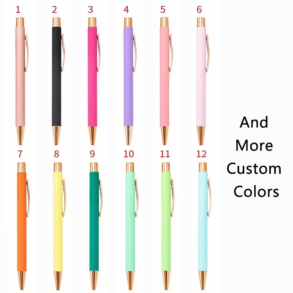 Promotional Rose Gold Ballpen Luxury Advertise Ballpoint Pen Custom Rose Gold Pen with Logo Printed Laser Screen Print Branded