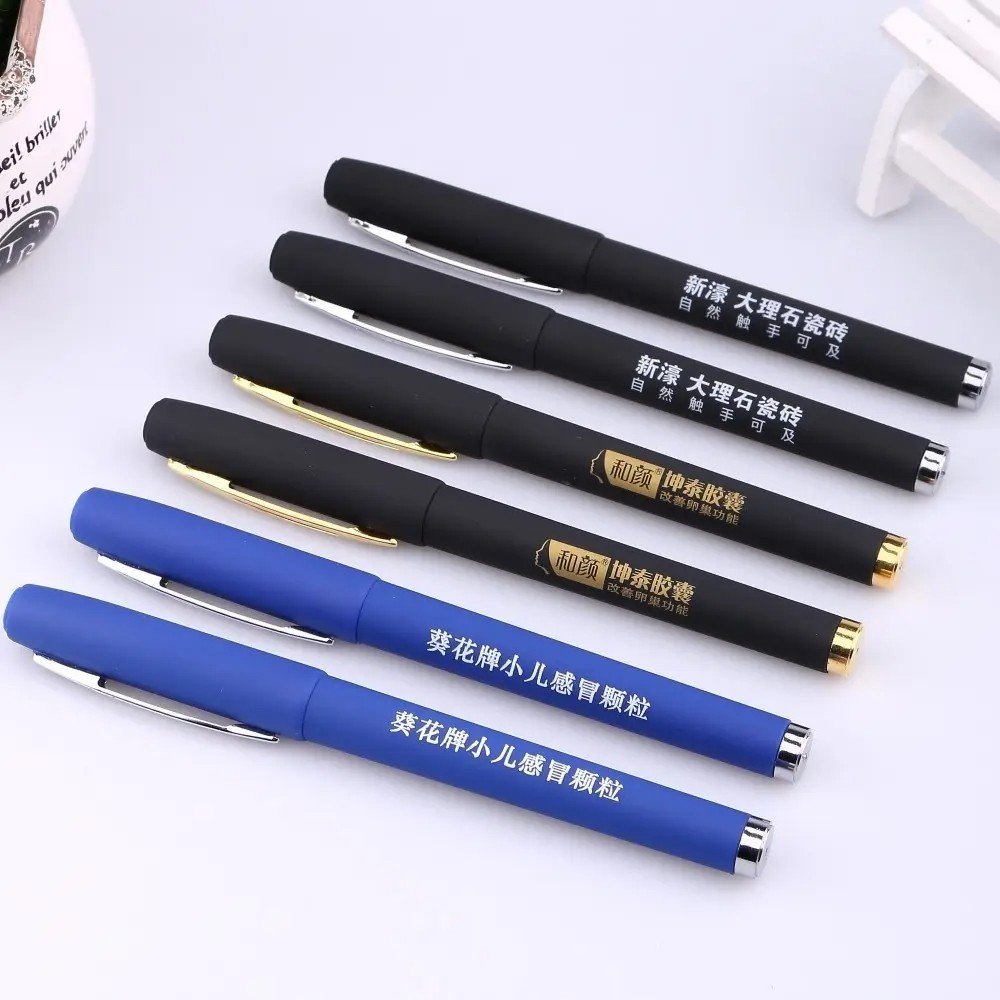 Custom 0.5mm Blue Red Ink Water-Based Business Ballpoint Pen Black Metal Stamped Logo ABS 0.5mm Writing Width Advertising Gift