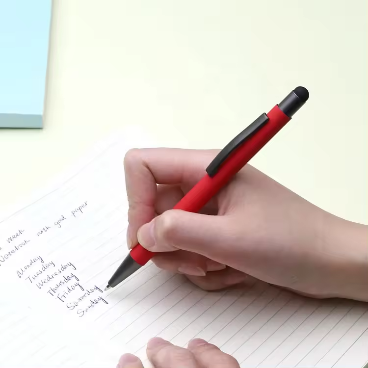 Low Price Wholesale Office Stationery Supplies 1.0 mm Plastic Black Soft Touch Screen Pen 2 In 1 Ballpoint Pens With Logo