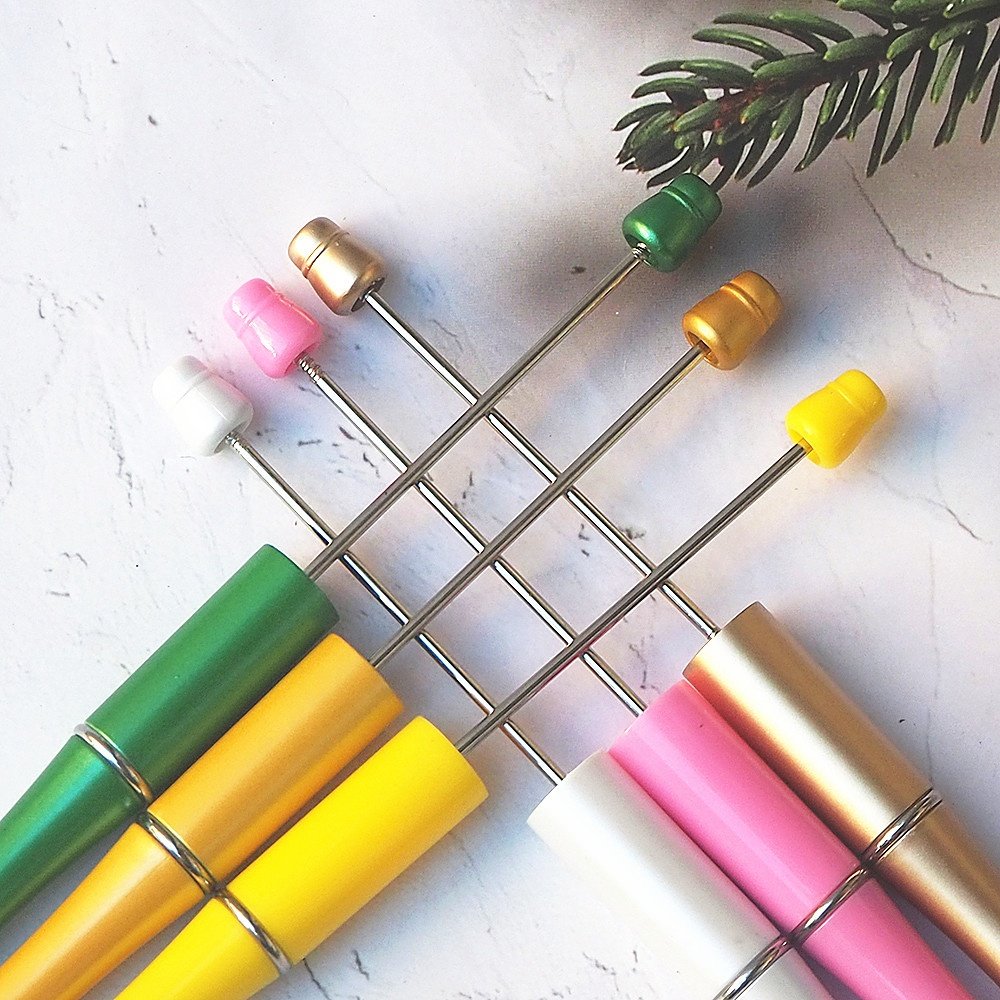 Wholesale Ballpoint Pens Black Ink DIY Personalized Gift School Office Writing Supplies Stationery Plastic Beaded Pens
