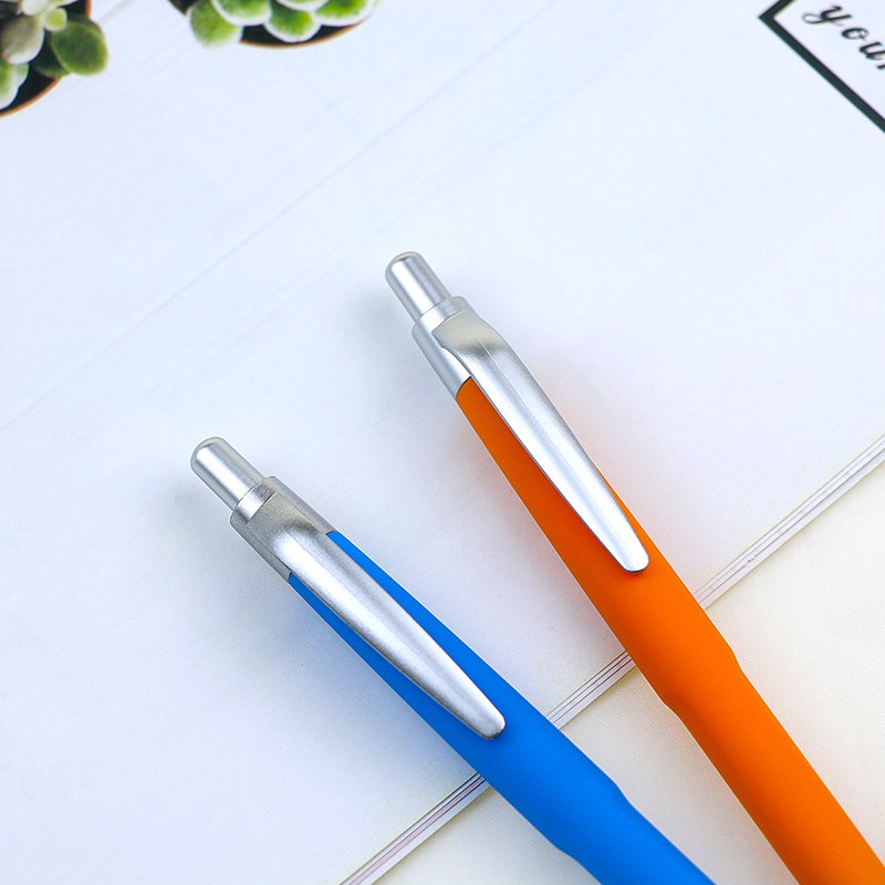 BECOL Promotional Multi Color Advertising Ballpoint Pen Rubber Coated Plastic Click Ball Pen with Custom Logo for Gifts
