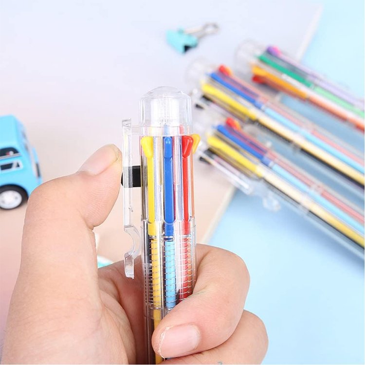Manufacture Creative Transparent 6-color Ballpoint Pen Student Stationery Multi-color Changeable Pen